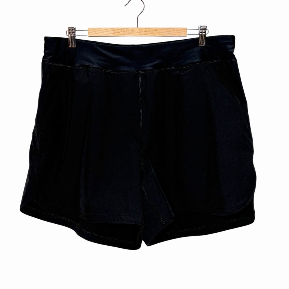 Lands End Board Shorts Black Womens Size 20W Swim Bottoms Unlined Beach Stretch